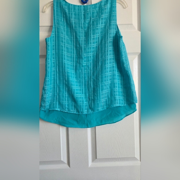 Dana Buchman Asymmetrical Blue Tank Top with Mandarin Collar - Picture 5 of 7
